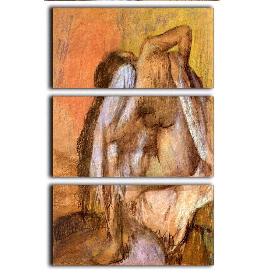 Three-panel canvas art featuring Degas' Seated Female Nude, showcasing elegant lines and soft colors.